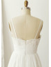Thin Straps Ivory Lace Chiffon Long Wedding Dress
